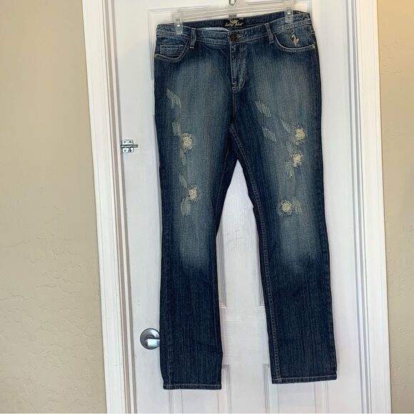Baby Phat Gold Label Distressed High Rise Waist Denim Jeans SIZE 16 - Picture 9 of 10